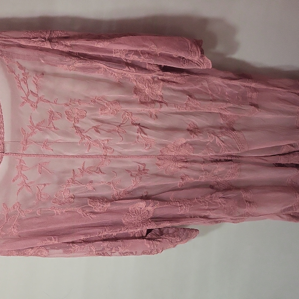Delicate Lace Kimono Robe - Mauve - Picture 5 of 6